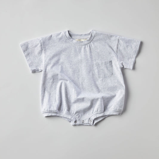 Cory Pocket Romper in Heather Grey