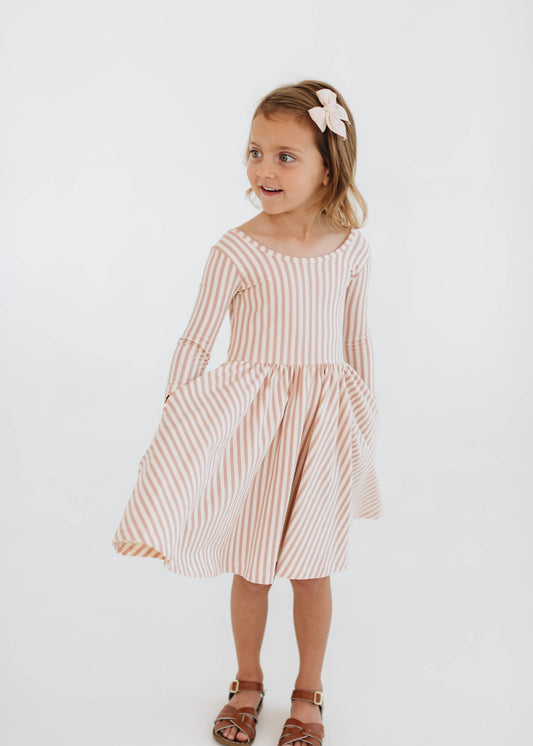 Twirl Dress in Vintage Pink Stripes
