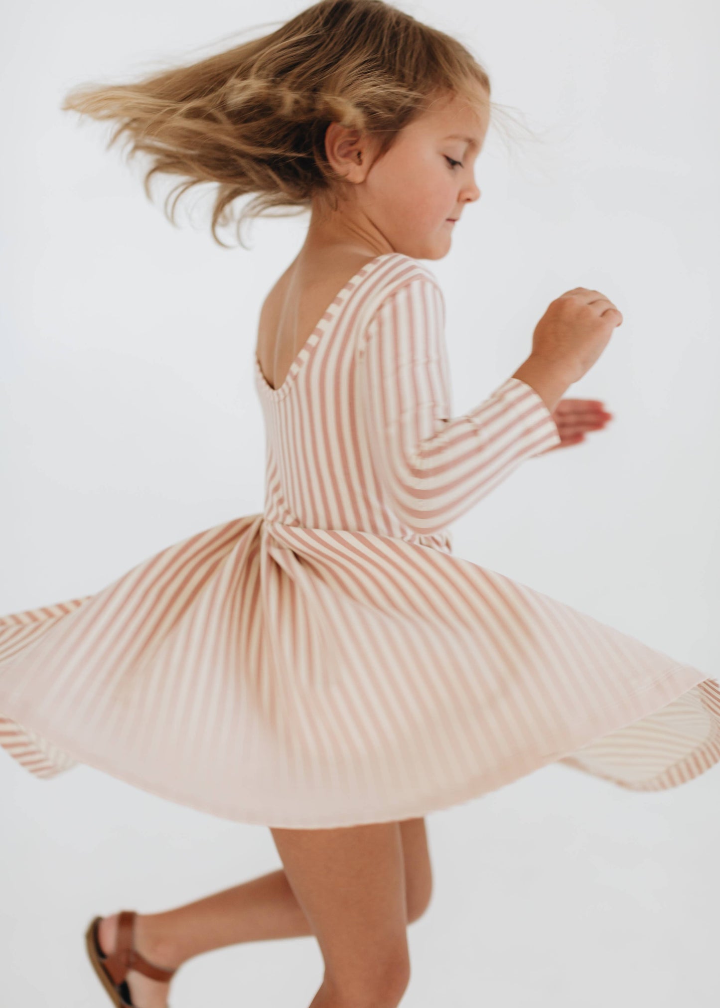 Twirl Dress in Vintage Pink Stripes