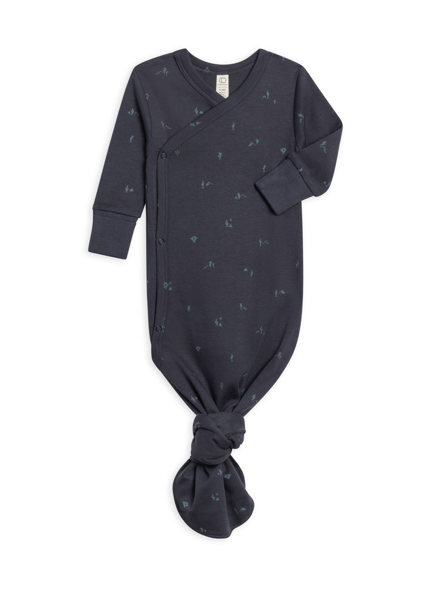 Organic Newborn Indy Kimono Gown - Cactus / Navy + Teal