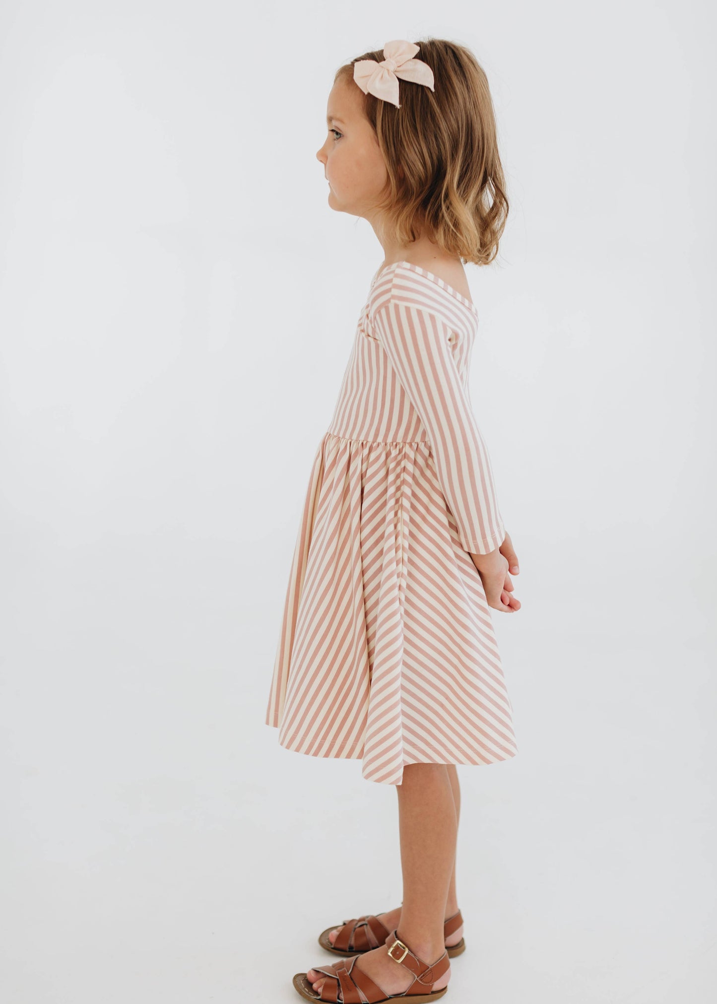 Twirl Dress in Vintage Pink Stripes