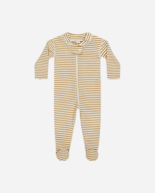 Zip Longsleeve Sleeper Footie || Honey Stripe
