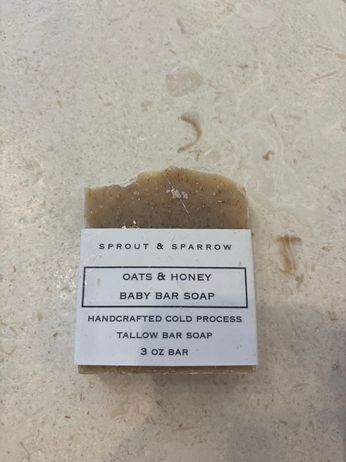 Sprout & Sparrow- Oats & Honey Baby Bar Soap Handcrafted Cold Process Tallow Bar Soap