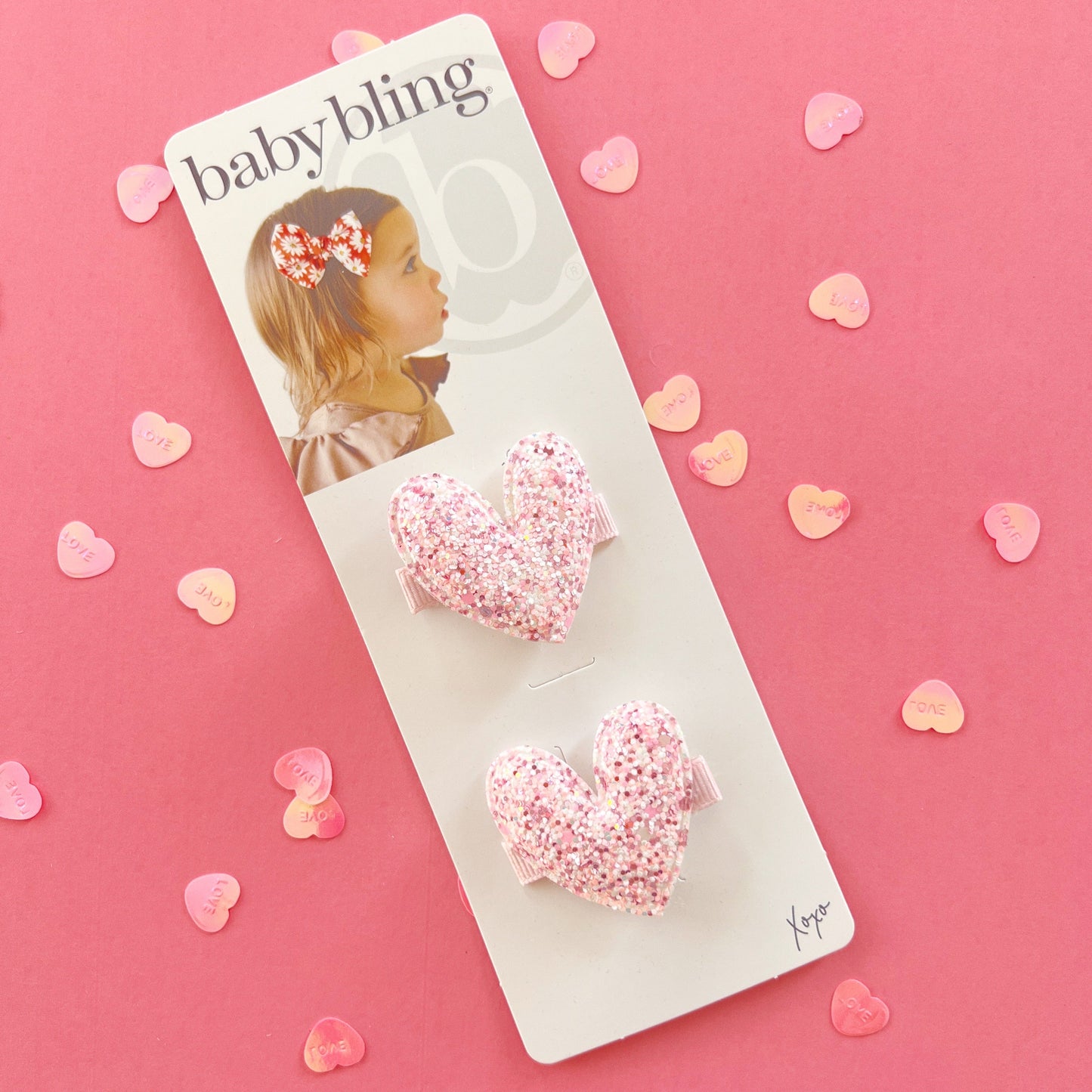 2PK NOVELTY CLIPS: glitter pink heart plush