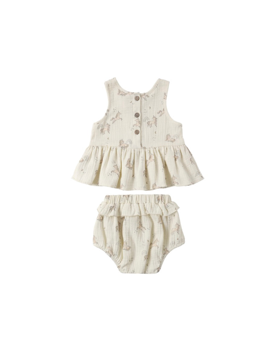 Sleeveless Peplum Set || Unicorns