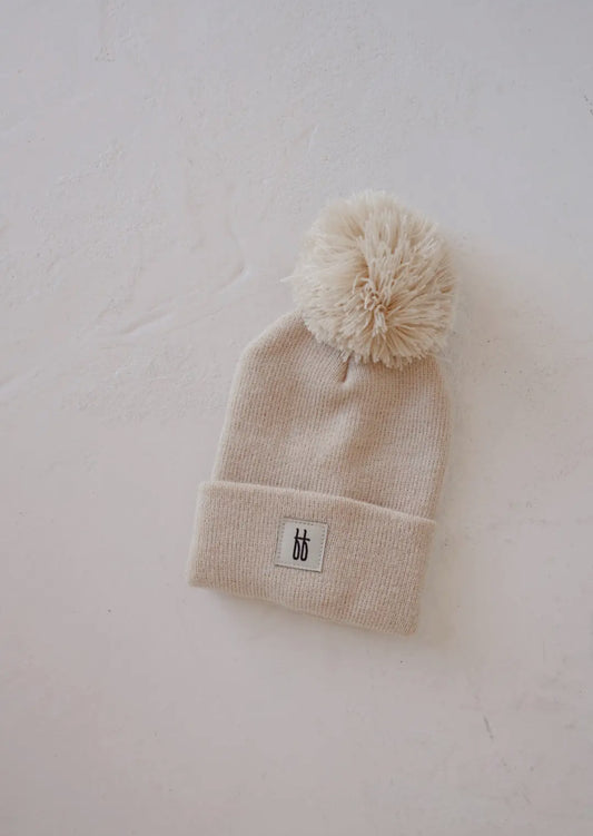 Ff Pom Knit Beanie | Oatmeal