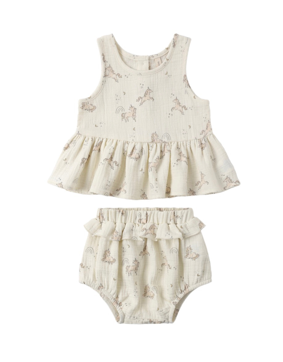 Sleeveless Peplum Set || Unicorns