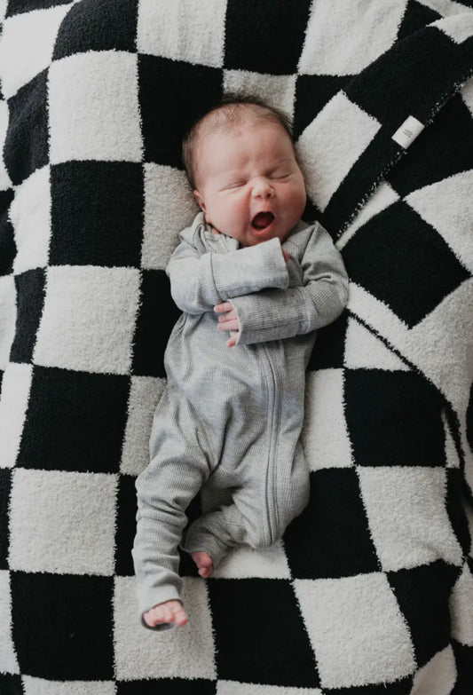 Bamboo Zip Pajamas | Grey Ribbed