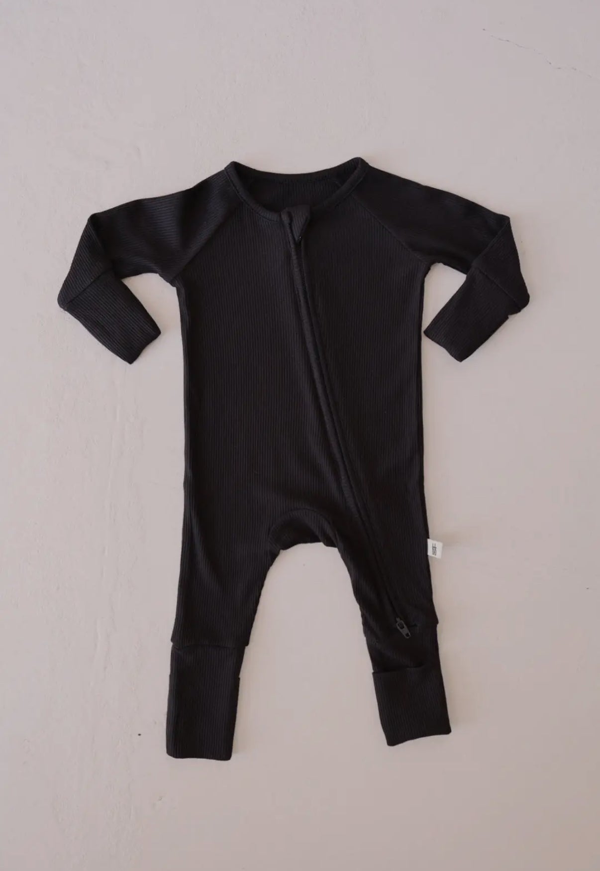 Bamboo Zip Pajamas | Ribbed Black