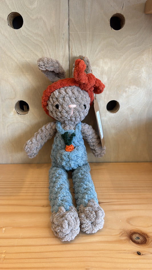 Rabbit with overalls Lovey Crochet