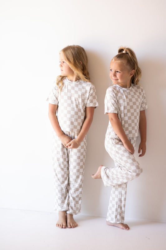 Child Boxy Tee Lounge Set | Checkerboard