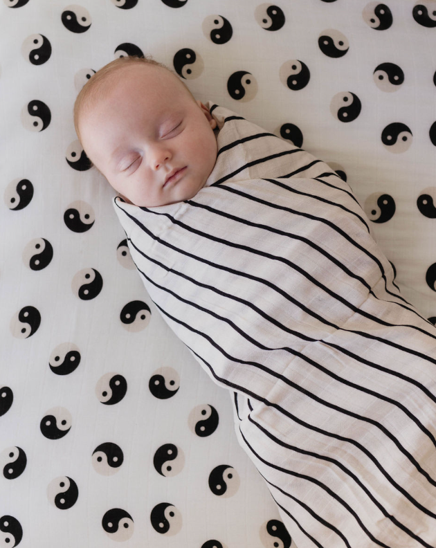 Grey & Black Stripe | Muslin Swaddle