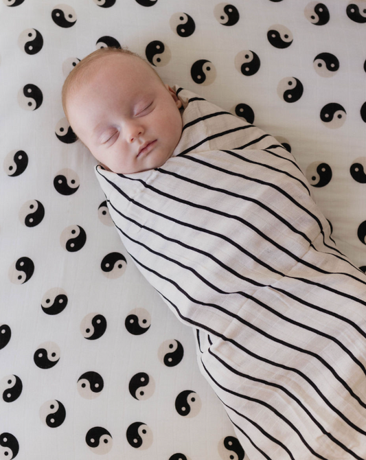 Grey & Black Stripe | Muslin Swaddle