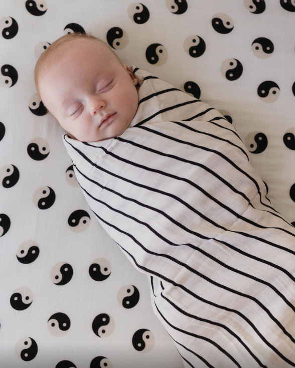 Grey & Black Stripe | Muslin Swaddle