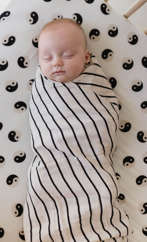 Grey & Black Stripe | Muslin Swaddle