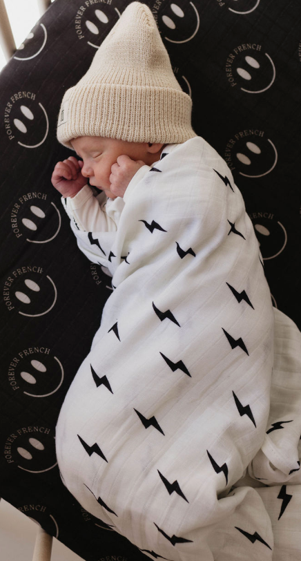 Black Lightning Bolt | Muslin Swaddle