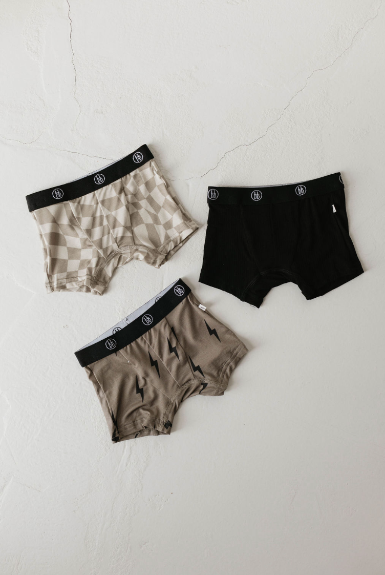 Wavy Checker| Lightning Bolt | Bamboo Boxers (3 Pack)