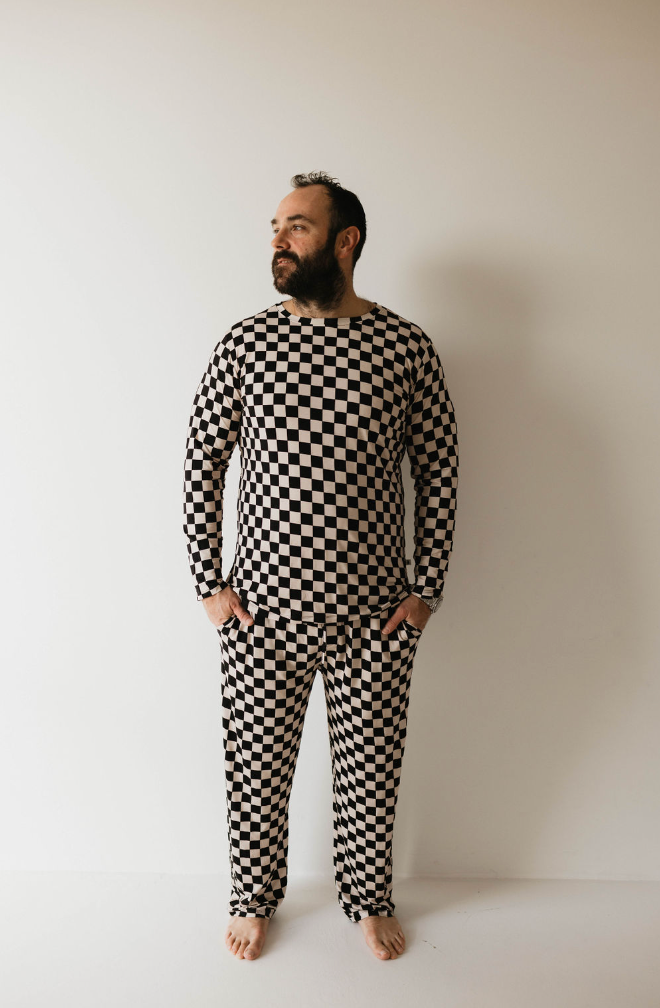 Black Checker  | Adult  Bamboo Pajamas