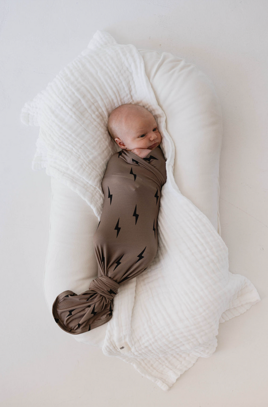 Infant Swaddle | Brown & Black Bolt