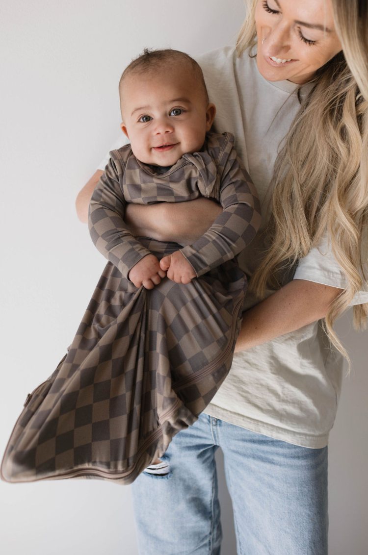 Faded Brown Checkerboard | Bamboo Sleep Sack