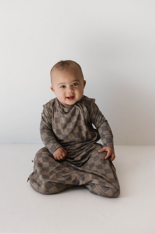 Faded Brown Checkerboard | Bamboo Sleep Sack