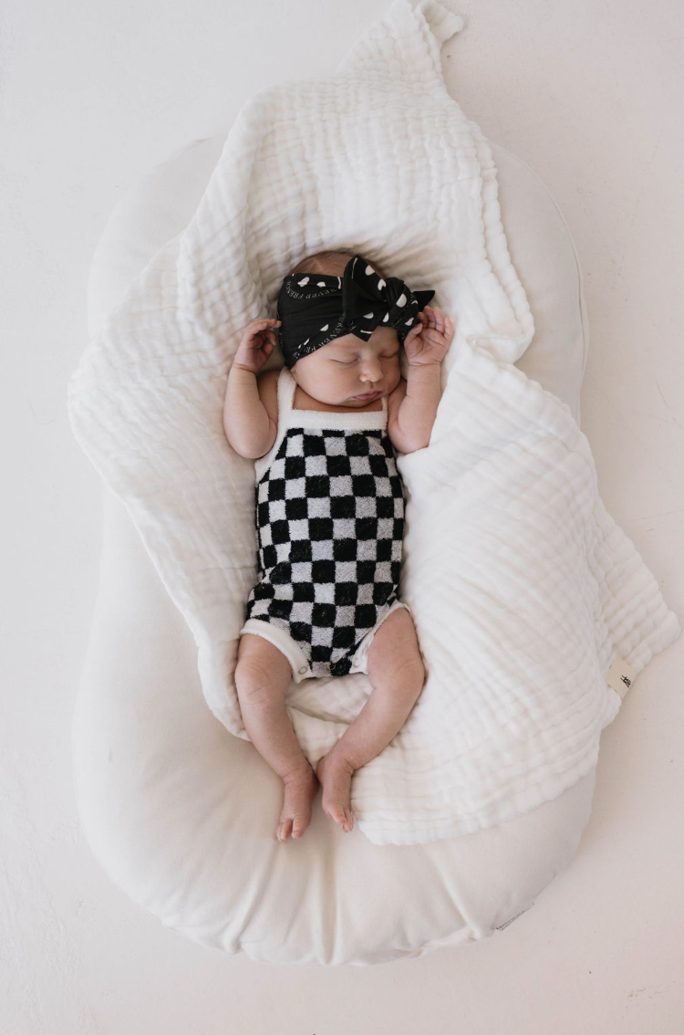 Terry Tank Bodysuit  | Black & White Checkerboard