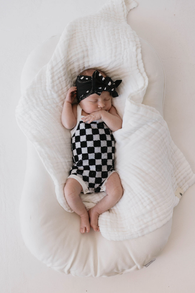 Terry Tank Bodysuit  | Black & White Checkerboard