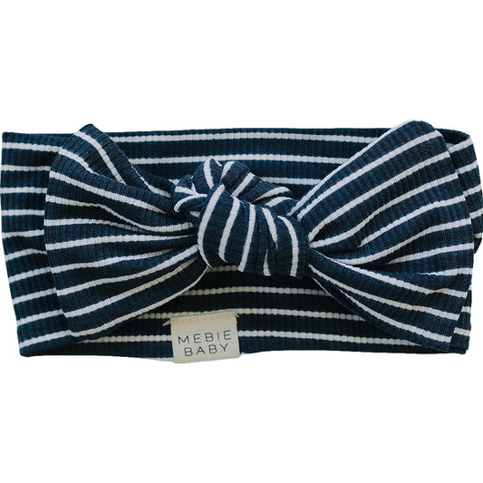 Navy Stripes Ribbed Bamboo Head Wrap