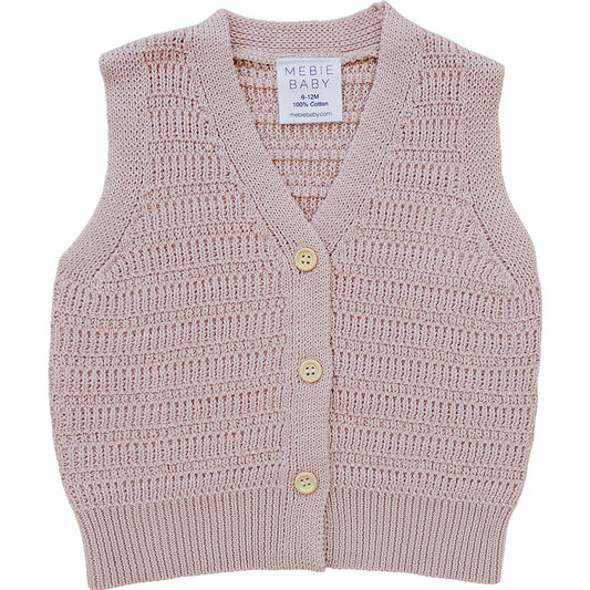 Pink Knit Button Down Vest