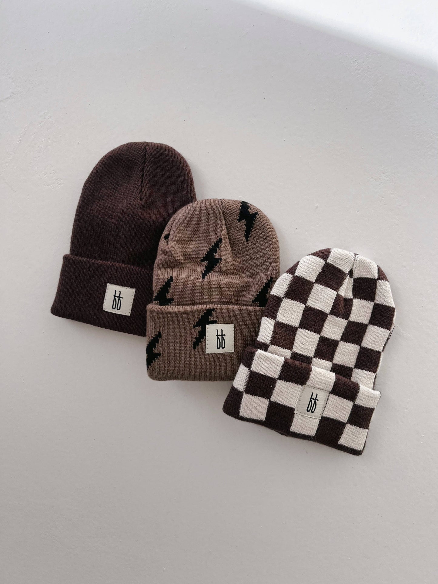 Ff Knit Beanie | Coffee & Cream Checkerboard