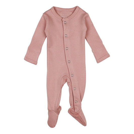 Organic Snap Footie in Mauve