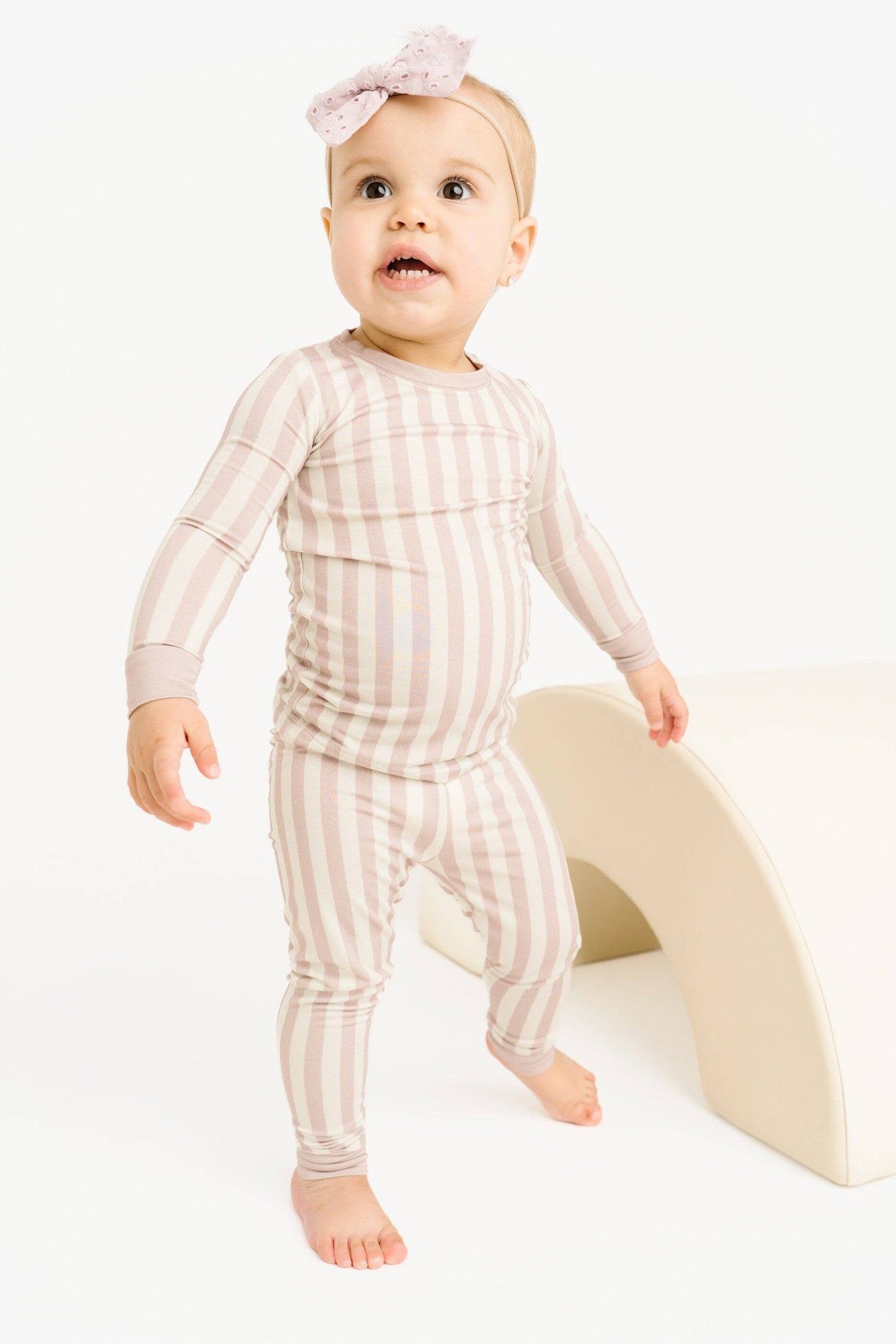 Blush Stripe Bamboo Set