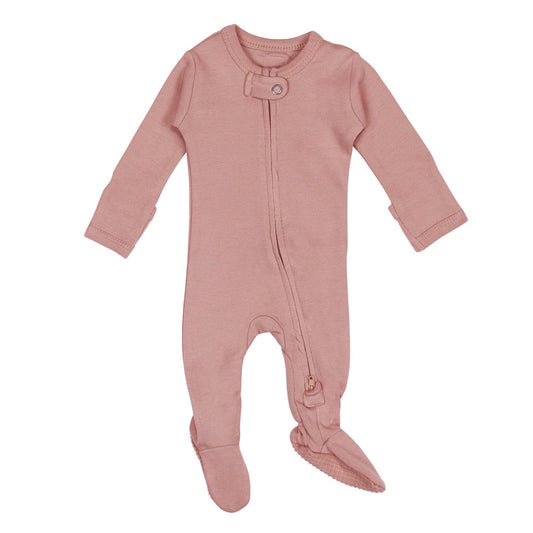 Organic 2-Way Zipper Footie in Mauve