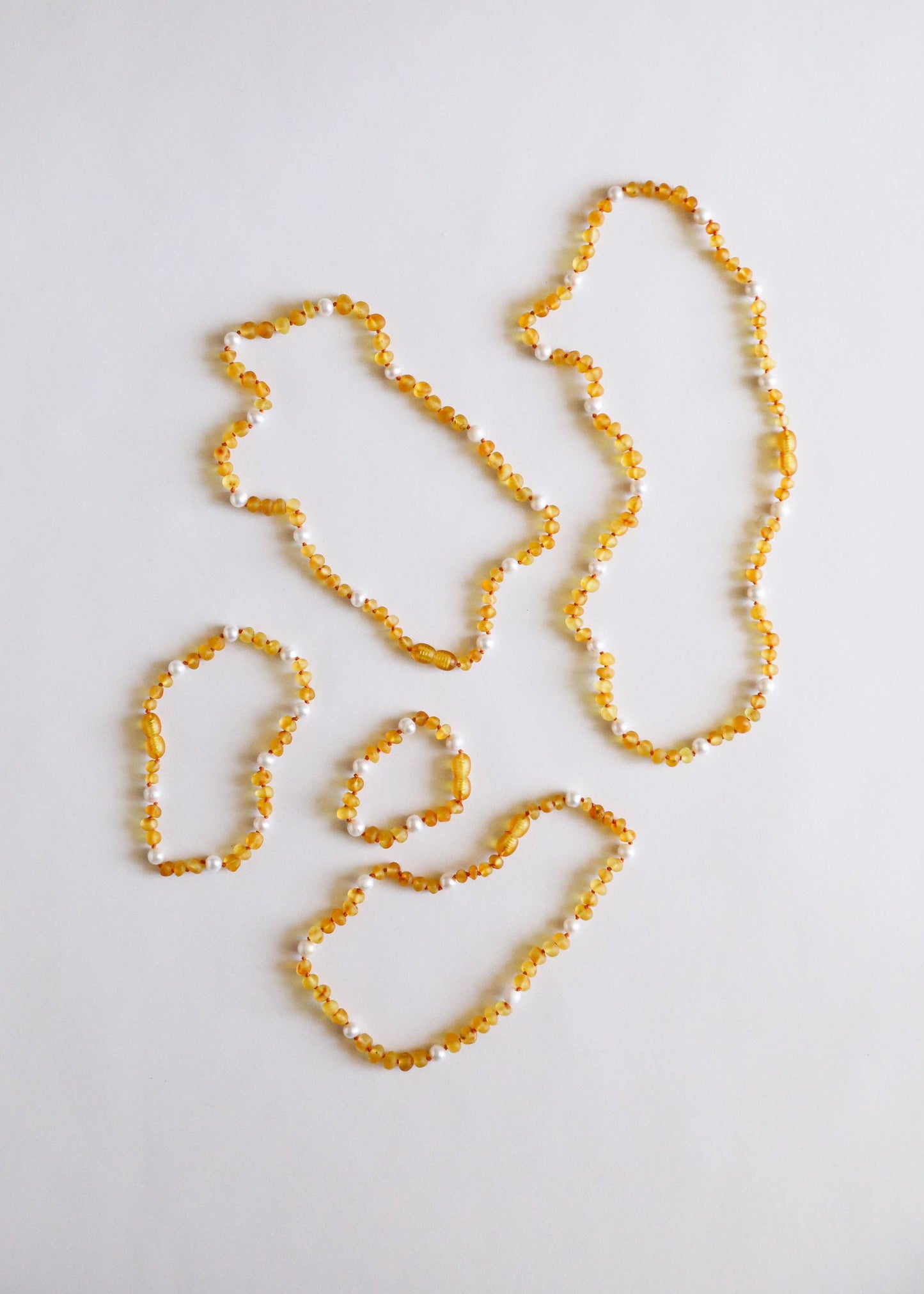 Raw Honey Amber + Pearl Halo Necklace