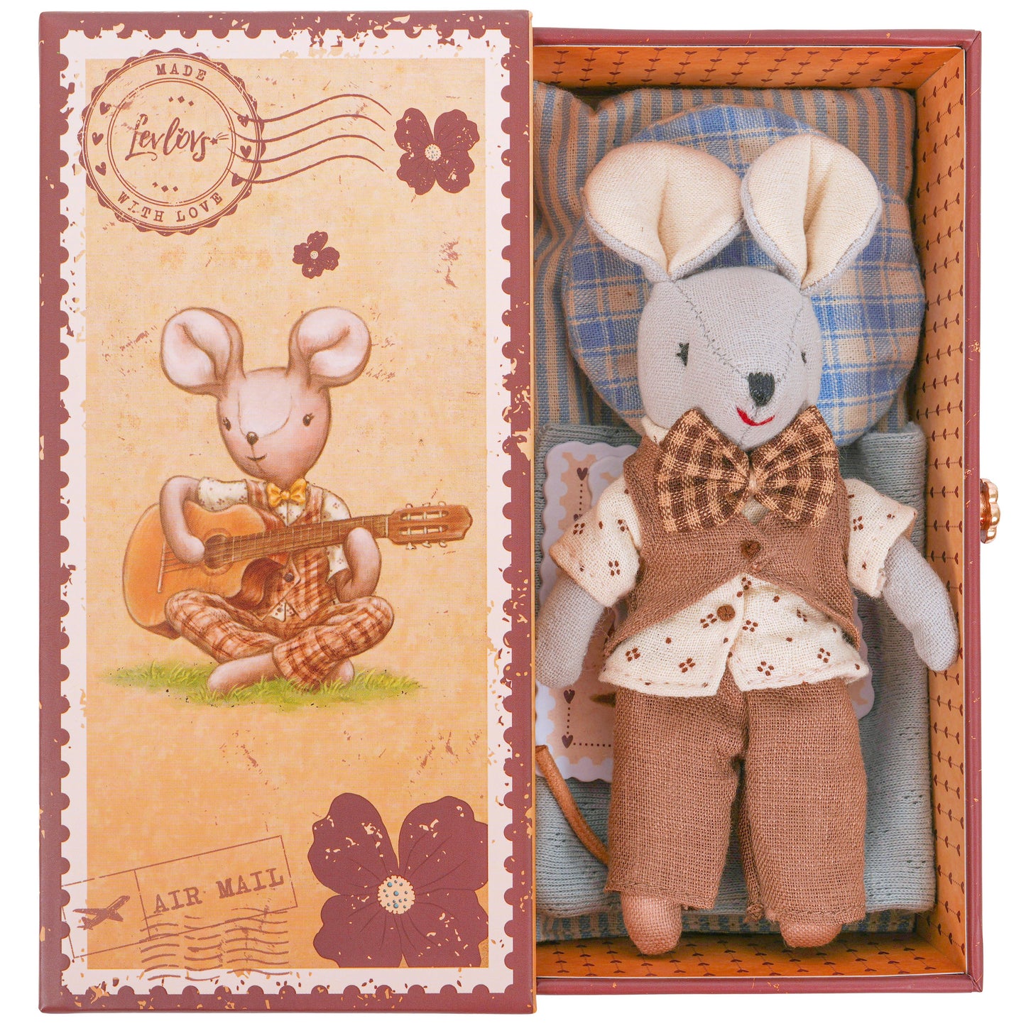 Levlovs Mouse Liam in Stamp Holder Box with Bedding