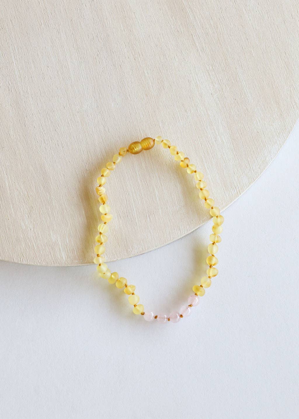 Raw Honey Baltic Amber + Rose Quartz || Necklace