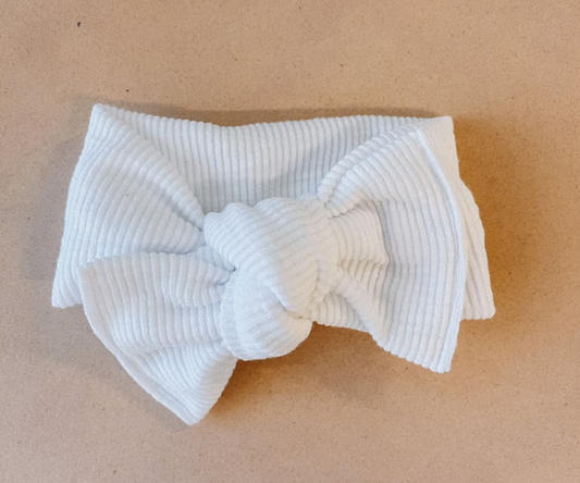 White Ribbed Tie On Headwrap