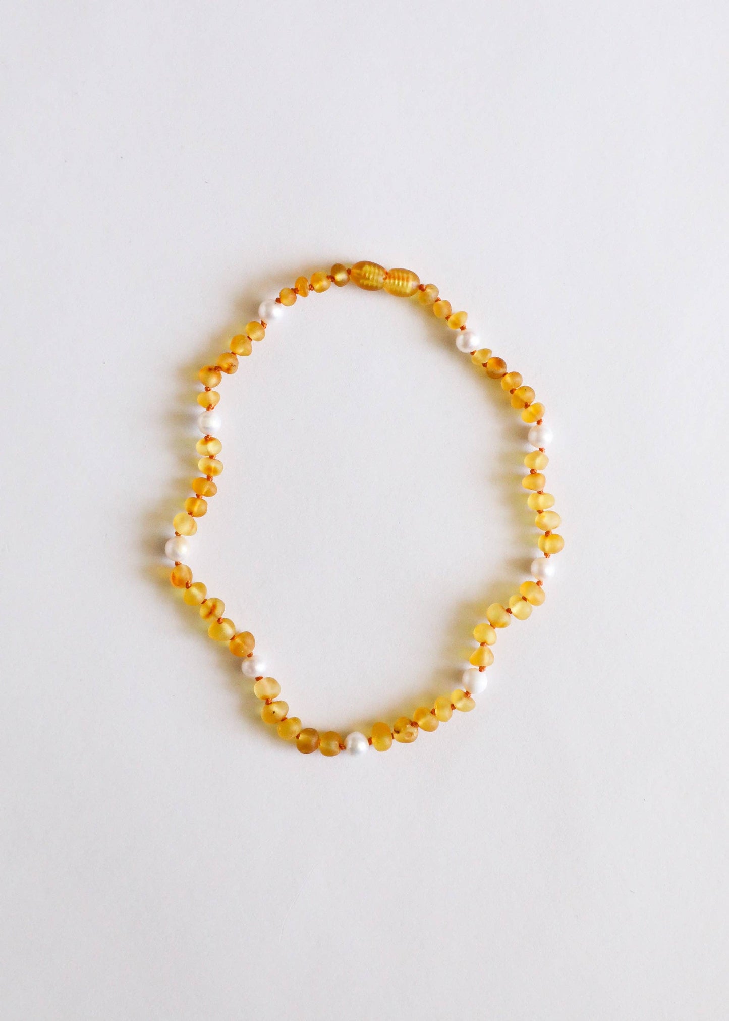 Raw Honey Amber + Pearl Halo Necklace