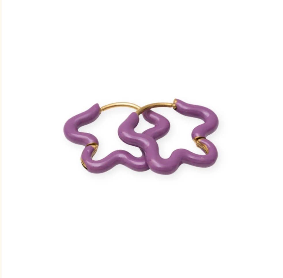 Enamel Flower Hoop Earrings