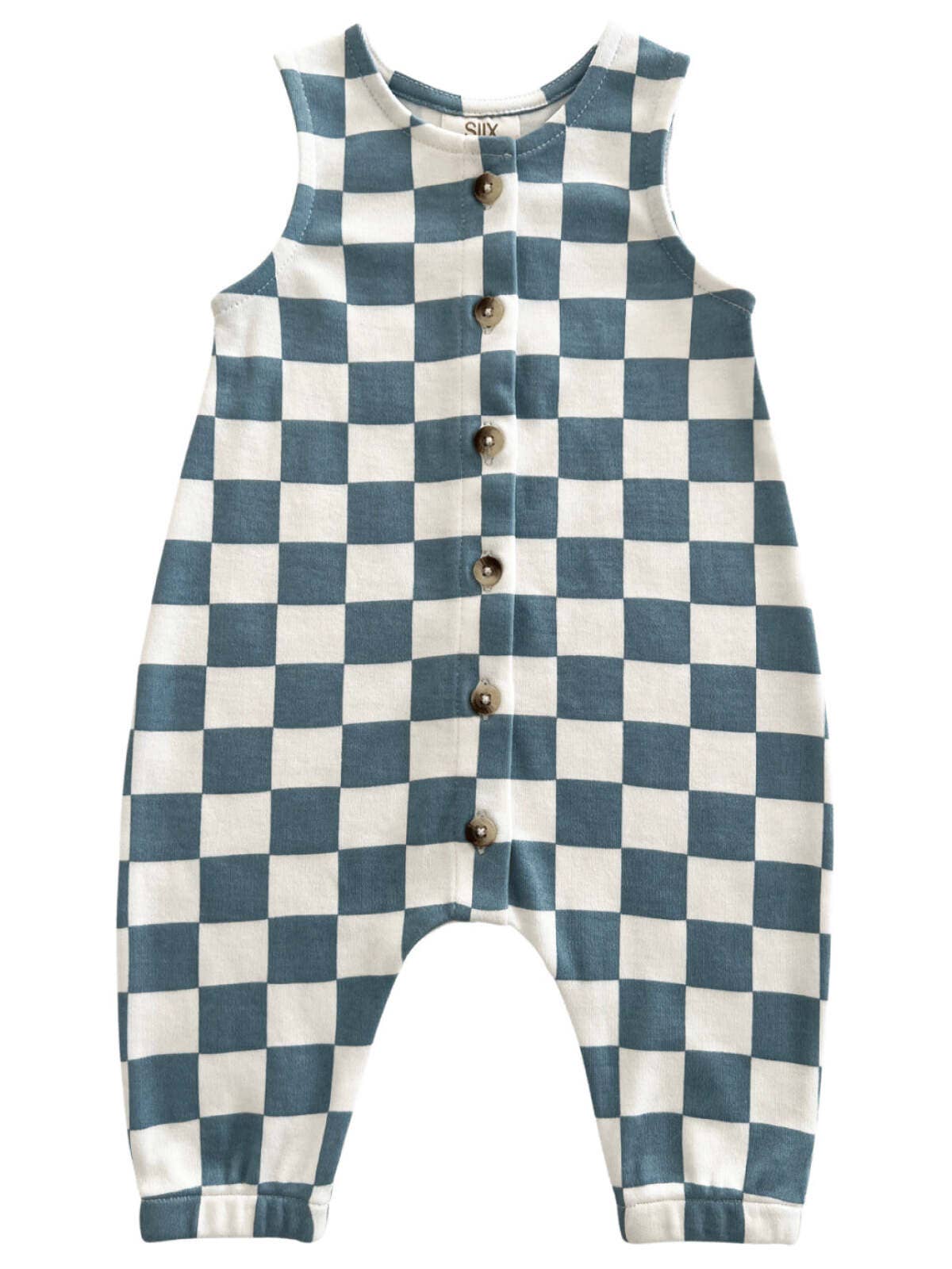 Blueberry Muffin Checkerboard / Organic Bay Jumpsuit