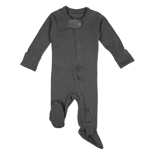 Organic 2-Way Zipper Footie in Gray