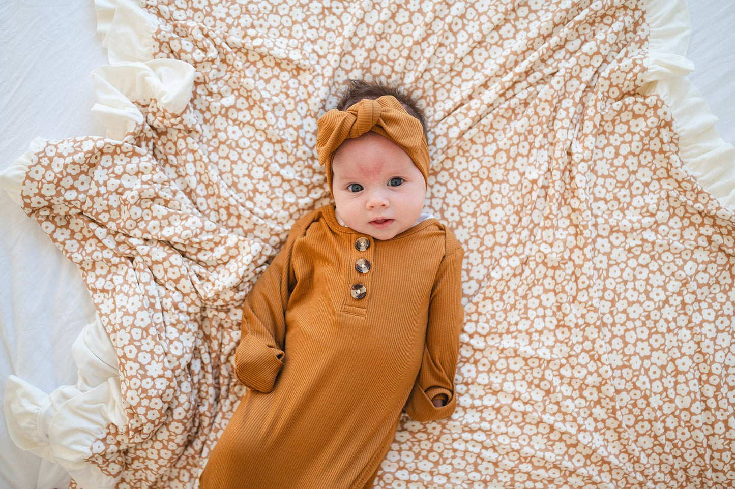 Bamboo Blanket - Mocha Ditsy Floral