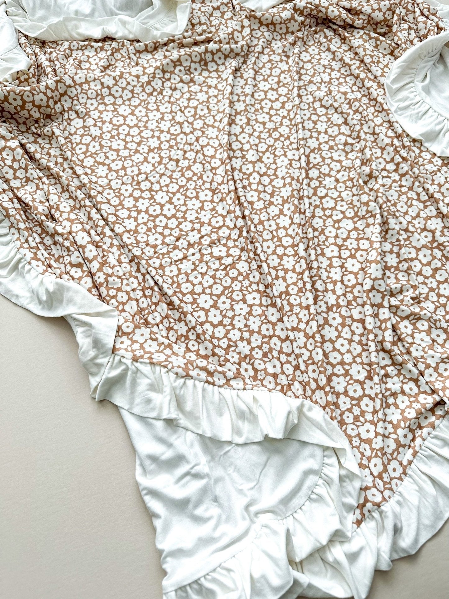 Bamboo Blanket - Mocha Ditsy Floral