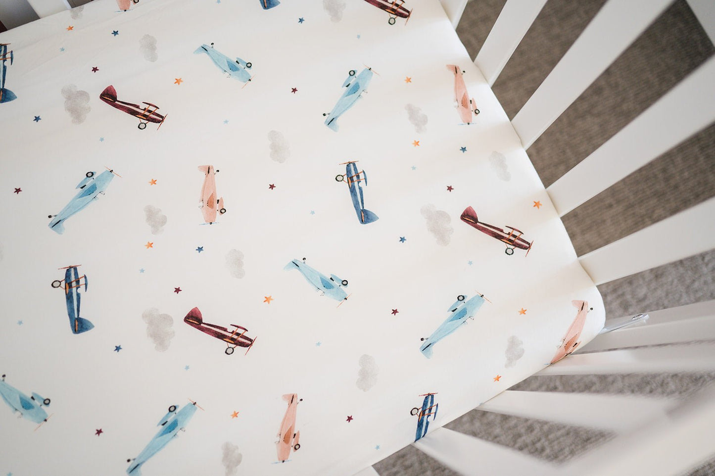 Bamboo Fitted Crib Sheet - Vintage Airplane