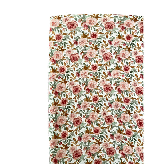 Bamboo Fitted Crib Sheet - Dusty Pink Floral