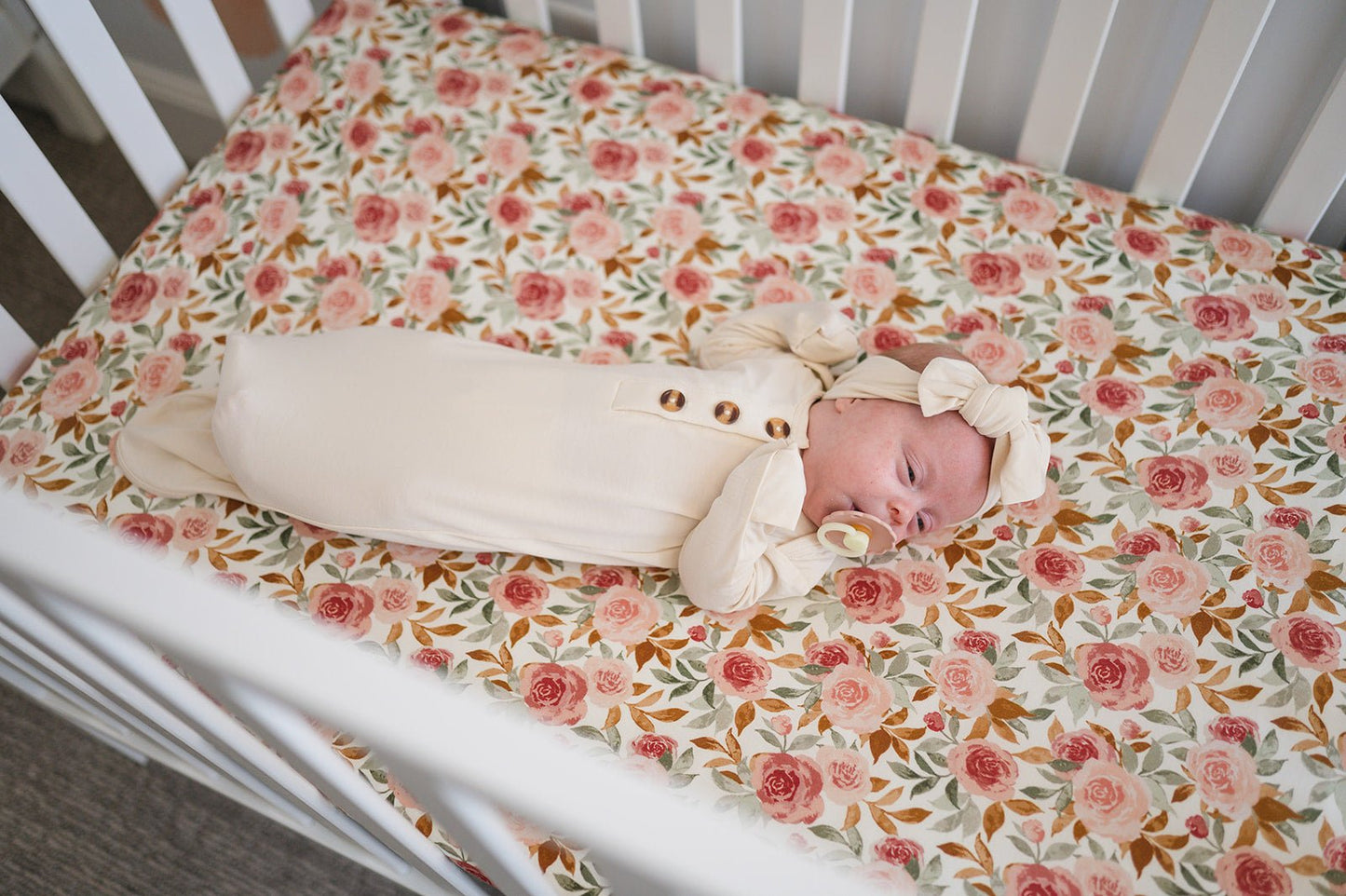 Bamboo Fitted Crib Sheet - Dusty Pink Floral