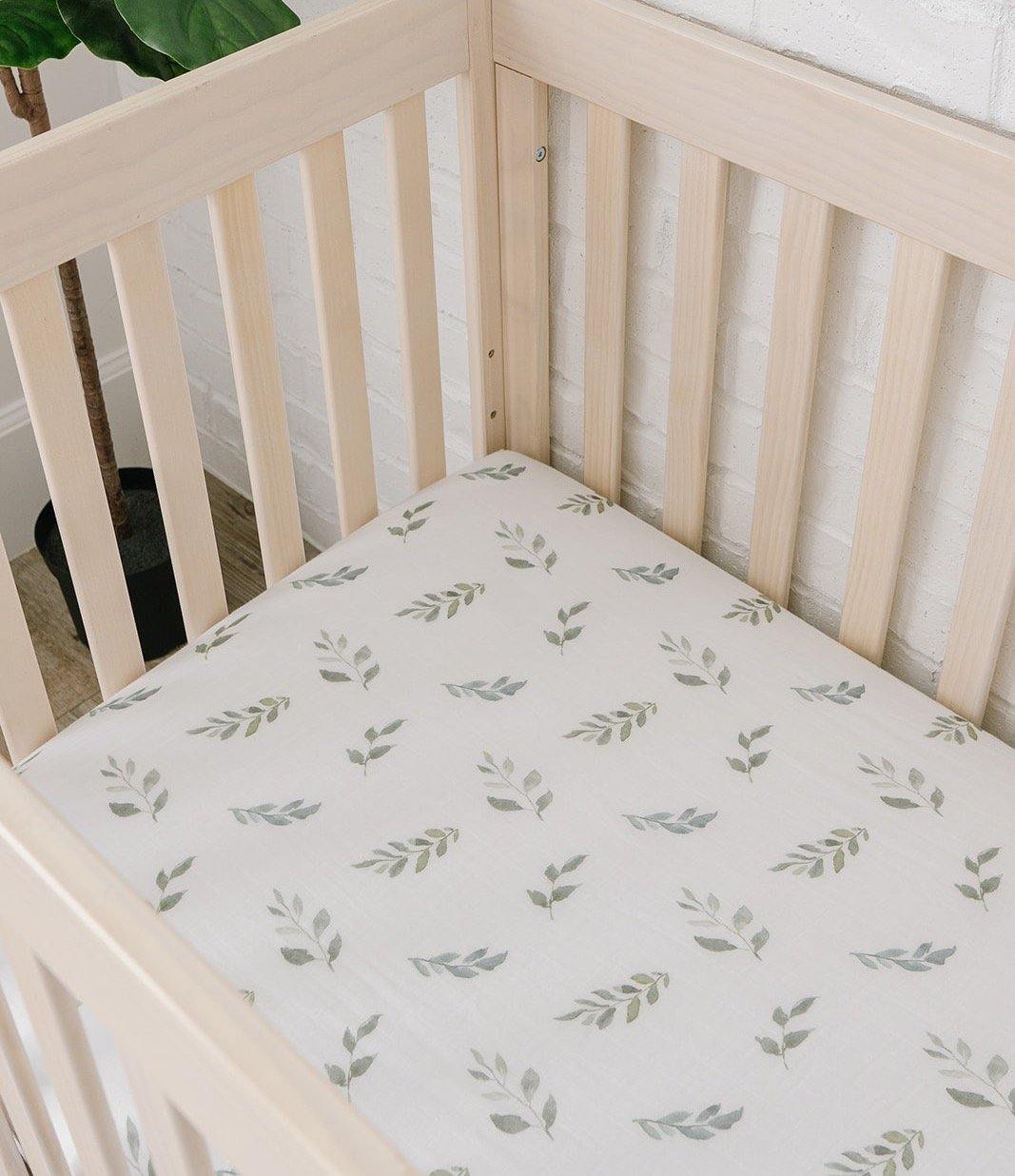 Bamboo Fitted Crib Sheet - Green Leaves