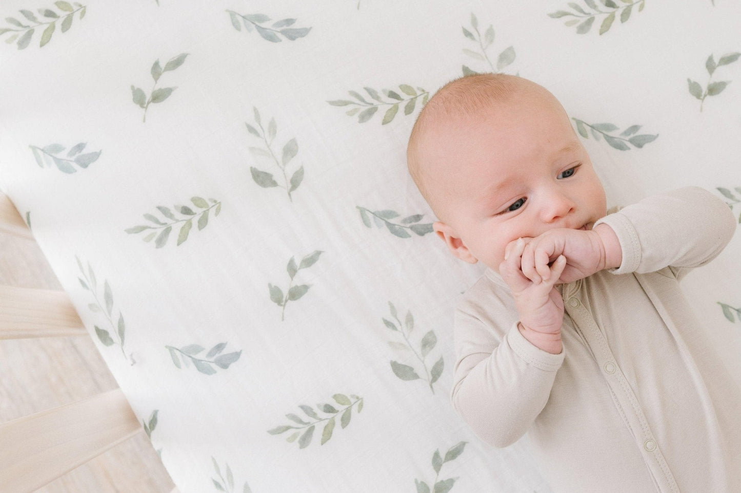 Bamboo Fitted Crib Sheet - Green Leaves