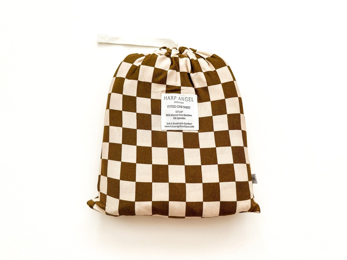 Bamboo Fitted Crib Sheet - Toffee Checkered