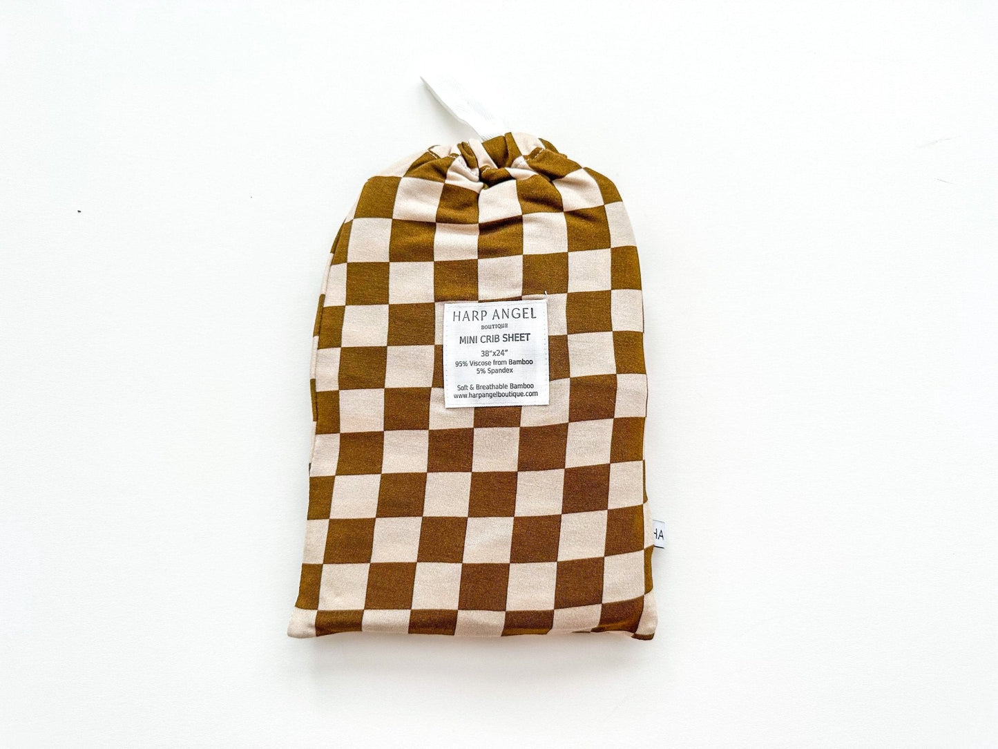 Bamboo Fitted Crib Sheet - Toffee Checkered